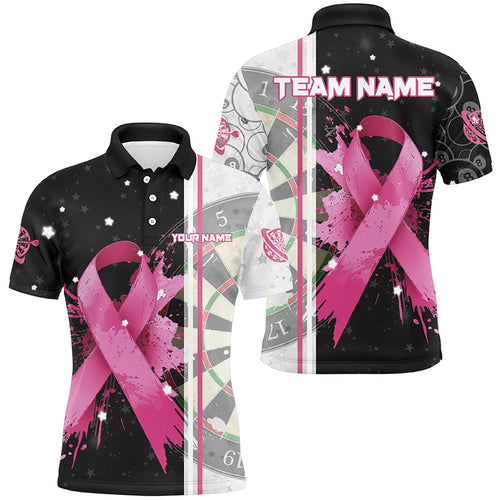 Pink Ribbon Breast Cancer Darts Shirts For Men Custom Grunge Darts Jerseys, Breast Cancer Gifts TDM2515