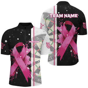 Pink Ribbon Breast Cancer Darts Shirts For Men Custom Grunge Darts Jerseys, Breast Cancer Gifts TDM2515