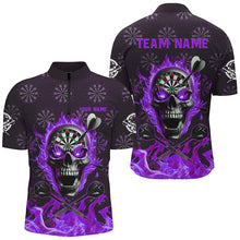 Load image into Gallery viewer, Purple Darts Skull Fire Flame Custom Men Dart Shirts, 3D Darts Jersey Short Sleeve For Team TDM2519