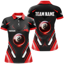 Load image into Gallery viewer, Red Glowing 8 Ball Pool Custom Name Women Billiard Shirts , Billiard Jerseys For Team Pool Player TDM2765