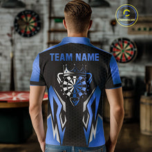 Load image into Gallery viewer, Black And Blue Funny Crown Darts Shirt For Men Custom Darts Jerseys Team Polo &amp; Quarter Zip TDM5018