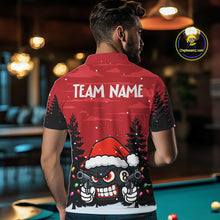 Load image into Gallery viewer, Personalized Red Christmas Santa 8 Ball Pool Billiard Shirts For Men, Funny Xmas Billiard Jerseys TDM5221