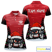 Load image into Gallery viewer, Personalized Red Christmas Santa 8 Ball Pool Billiard Shirts For Women, Funny Xmas Billiard Jerseys TDM5221