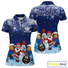 Load image into Gallery viewer, Funny Santa And Beer 8 Ball Billiard Shirts For Women Custom Christmas Gifts For Pool Players TDM5222