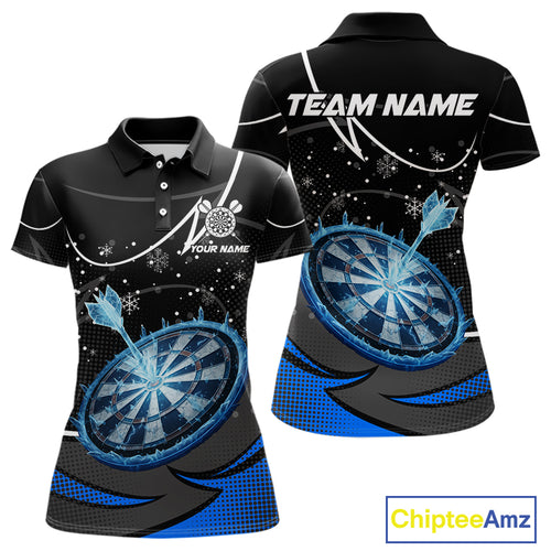 Blue Dartboard Frozen Ice Darts Shirt For Women Custom Darts Jersey Team Polo & Quarter Zip TDM5226