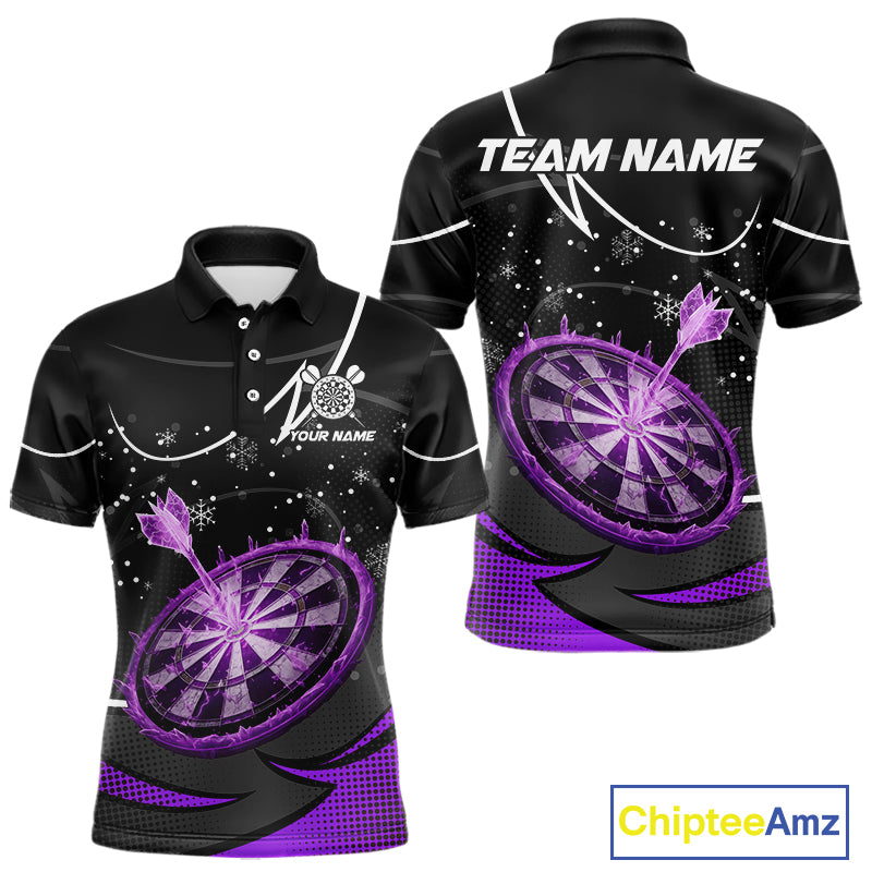 Purple Dartboard Frozen Ice Darts Shirt For Men Custom Darts Jersey Team Polo & Quarter Zip TDM5228