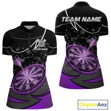Load image into Gallery viewer, Purple Dartboard Frozen Ice Darts Shirt For Women Custom Darts Jersey Team Polo &amp; Quarter Zip TDM5228