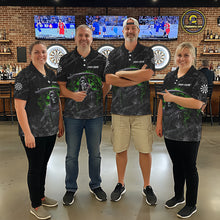 Load image into Gallery viewer, Black And Green Smoke Grim Reaper Funny Dart Shirts For Men Custom Dart Jerseys, Darts Clothing TDM5486