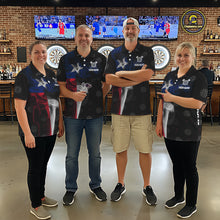 Load image into Gallery viewer, Personalized Texas Flag Smoke Darts Polo &amp; Quarter Zip For Men Custom Texas Darts Team Jersey TDM5487