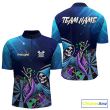 Load image into Gallery viewer, Funny Grim Reaper Blue Purple Galaxy Dart Shirts With Pocket Option For Men TDM5490