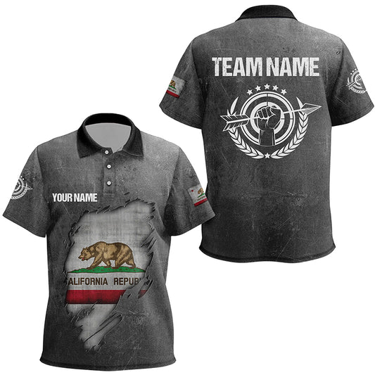 Personalized Grunge California Archery Kid Polo Shirts, Custom  California Flag Shirts For Archers TDM0931