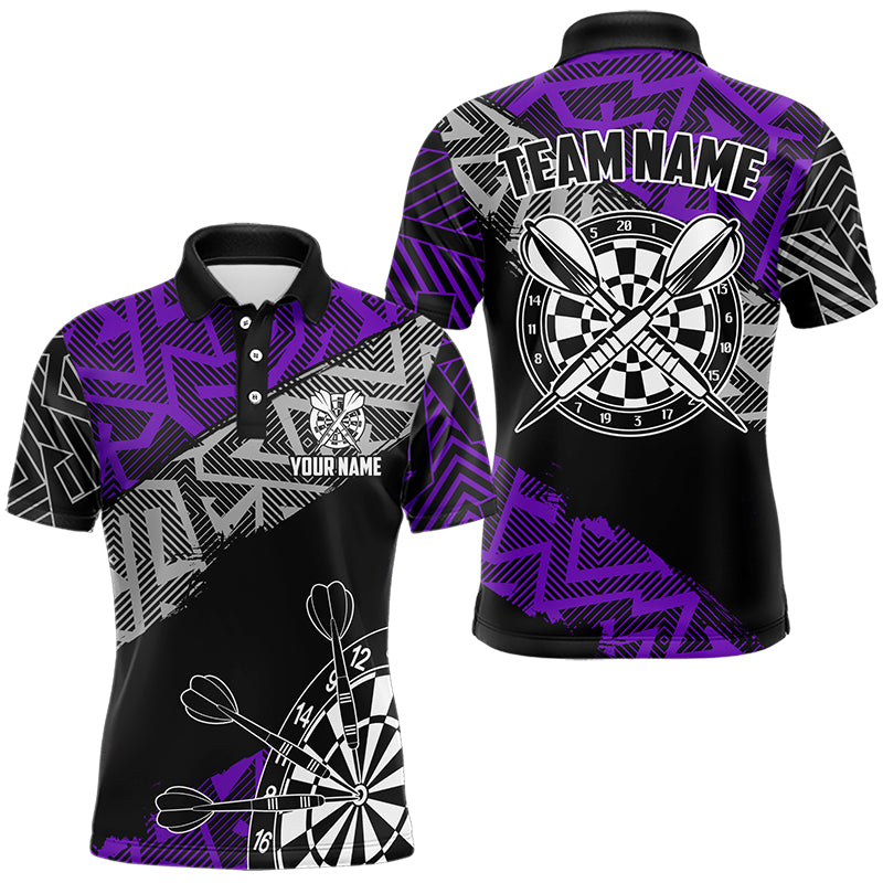 Custom Darts Shirts For Men Personalized Zig-Zag Pattern Dart Jerseys, Cool Dart Shirts |Blue TDM3444