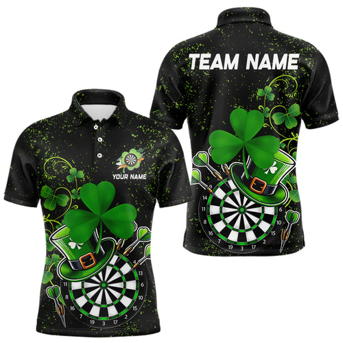 Luckiest Green Shamrock Black Grunge Dart Shirts For Men Custom St Patrick Day Dart Team Jerseys TDM3591
