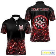 Load image into Gallery viewer, Black And Red Custom Light Darts Polo &amp; Quarter Zip For Men, Darts Jersey Team Outfit TDM5945