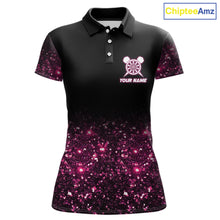 Load image into Gallery viewer, Pink And Black Custom Light Darts Polo &amp; Quarter Zip For Women, Darts Jersey Team Outfit TDM5946