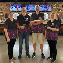Load image into Gallery viewer, Pink And Black Custom Light Darts Polo &amp; Quarter Zip For Women, Darts Jersey Team Outfit TDM5946