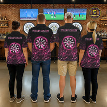 Load image into Gallery viewer, Pink And Black Custom Light Darts Polo &amp; Quarter Zip For Women, Darts Jersey Team Outfit TDM5946