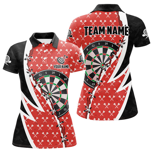 Personalized Darts Board Black Red Darts Polo Shirts For Women Custom Darts Team Jerseys Attire TDM1256