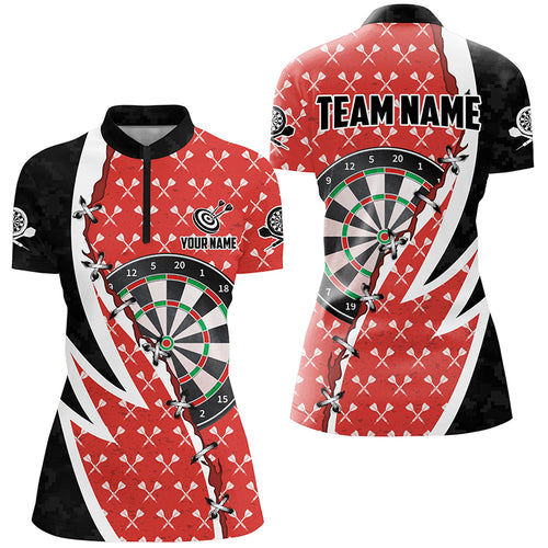 Personalized Darts Board Black Red Darts Women Quarter-Zip Shirt Custom Darts Team Jerseys TDM1256