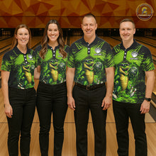 Load image into Gallery viewer, Black And Green Funny Alligator Bowling Shirt For Men Custom Bowling Jersey Team Polo &amp; 1/4 Zip TDM6109