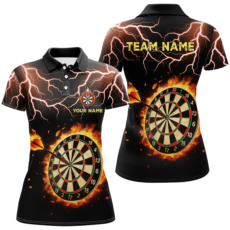 Personalized Fire Darts Board Thunder Lightning Custom Women Dart Polo Shirts, Darts Team Jerseys TDM1469