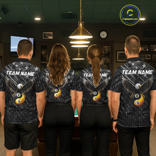 Load image into Gallery viewer, Black US Flag Yin And Yang Custom Eagle Billiard Shirts For Women, 8 Ball &amp; 9 Ball Pool Team Jersey TDM6532