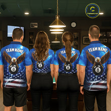 Load image into Gallery viewer, Blue Lightning American Flag Eagle Billiard Shirts For Men Custom 8 Ball Pool Jersey Polo, 1/4 Zip TDM6538