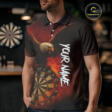 Load image into Gallery viewer, Personalized Fire Flame Eagle Dart Shirts For Men Custom Darts Team Jersey Polo &amp; Quarter Zip TDM4209