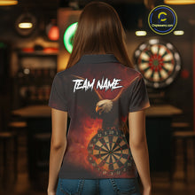 Load image into Gallery viewer, Personalized Fire Flame Eagle Dart Shirts For Women Custom Darts Team Jersey Polo &amp; Quarter Zip TDM4209