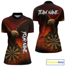 Load image into Gallery viewer, Personalized Fire Flame Eagle Dart Shirts For Women Custom Darts Team Jersey Polo &amp; Quarter Zip TDM4209