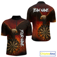 Load image into Gallery viewer, Personalized Fire Flame Eagle Dart Shirts For Men Custom Darts Team Jersey Polo &amp; Quarter Zip TDM4209