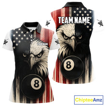 Load image into Gallery viewer, Personalized Vintage American Flag Eagle Billiard Shirt For Women Custom Patriotic Pool Team Jerseys TDM4211