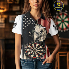 Load image into Gallery viewer, Personalized Vintage American Flag Eagle Darts Shirt For Women Custom Patriotic Darts Team Jerseys TDM4212