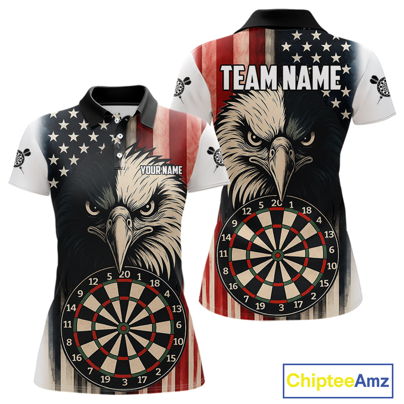 Personalized Vintage American Flag Eagle Darts Shirt For Women Custom Patriotic Darts Team Jerseys TDM4212