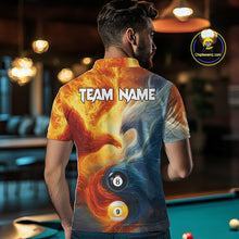 Load image into Gallery viewer, Personalized Water Fire Phoenix Yin Yang 8&amp;9 Ball Billiard Shirt For Men, Billiard Team Jerseys TDM4372