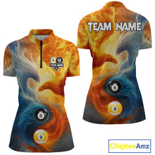 Load image into Gallery viewer, Personalized Water Fire Phoenix Yin Yang 8&amp;9 Ball Billiard Shirt For Women, Billiard Team Jerseys TDM4372