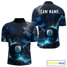 Load image into Gallery viewer, Blue 8 Ball Pool Thunder Lightning Billiard Shirt For Men Custom Billiard League Team Jerseys TDM4373