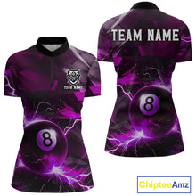 Load image into Gallery viewer, Purple 8 Ball Pool Thunder Lightning Billiard Shirt For Women Custom Billiard League Team Jerseys TDM4374