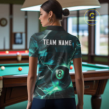 Load image into Gallery viewer, Turquoise 8 Ball Pool Thunder Lightning Billiard Shirt For Women Custom Billiard League Team Jerseys TDM4375