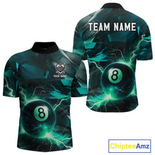 Load image into Gallery viewer, Turquoise 8 Ball Pool Thunder Lightning Billiard Shirt For Men Custom Billiard League Team Jerseys TDM4375