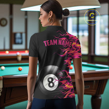 Load image into Gallery viewer, Pink Fire Flame 8 Ball Pool Billiard Shirt For Women Custom Billiard Team Jersey Polo &amp; 1/4 Zip TDM4376