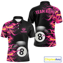 Load image into Gallery viewer, Pink Fire Flame 8 Ball Pool Billiard Shirt For Men Custom Billiard Team Jersey Polo &amp; 1/4 Zip TDM4376