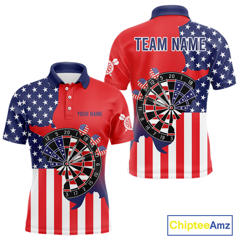 American Flag Dartboard Patriotic Darts Shirt For Men Custom Darts Team Jersey Polo & 1/4 Zip TDM4608
