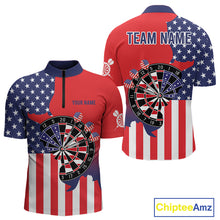 Load image into Gallery viewer, American Flag Dartboard Patriotic Darts Shirt For Men Custom Darts Team Jersey Polo &amp; 1/4 Zip TDM4608