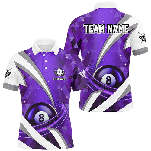 Customized Lightning Purple 8 Ball Pool Men Billiard Polo & 1/4 Zip Shirts, Billiard Team Jerseys TDM2520