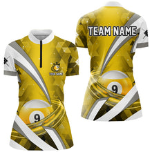 Load image into Gallery viewer, Customized Lightning Yellow 9 Ball Pool Women Billiard Polo &amp; 1/4 Zip Shirts, Billiard Team Jerseys TDM2523