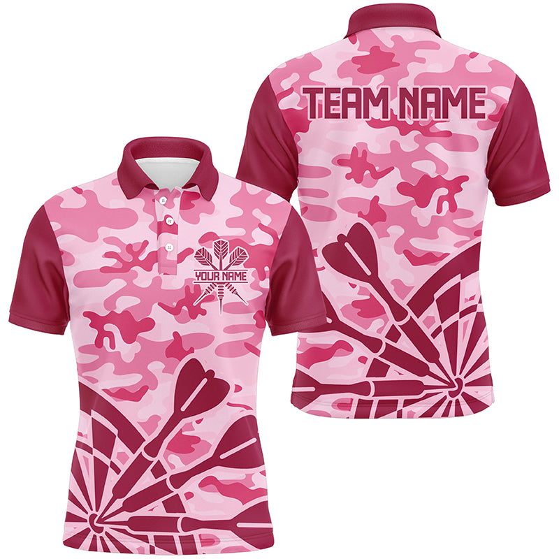 Pink Jerseys Camo Darts Polo & Quarter-Zip Shirts For Men Custom Darts Shirts Uniform For Team TDM2528