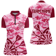 Load image into Gallery viewer, Pink Jerseys Camo Darts Polo &amp; Quarter-Zip Shirts For Women Custom Darts Shirts Uniform For Team TDM2528