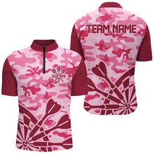Load image into Gallery viewer, Pink Jerseys Camo Darts Polo &amp; Quarter-Zip Shirts For Men Custom Darts Shirts Uniform For Team TDM2528