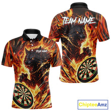 Load image into Gallery viewer, Orange Flaming Wolf Dartboard Jersey For Men Custom Darts League Team Shirt Polo &amp; Quarter Zip TDM5022
